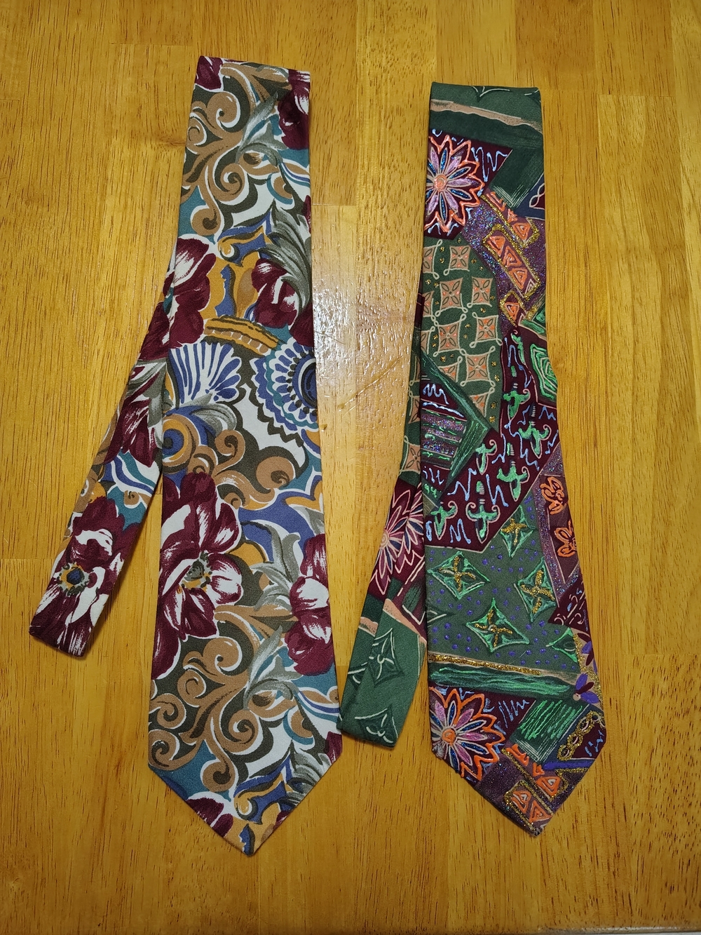 Johnny Carson Necktie Lot Mens OS Multicolor 90s Vintage Cotton Wide Floral Geo